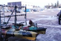 Поездка  за каяками в Финляндию. Погрузка каяков.