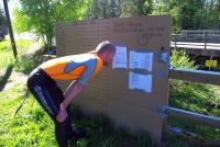1-й этап кубка North Karelia freestyle paddling cup 2012 . Стенд с информацией по соревнованиям.
