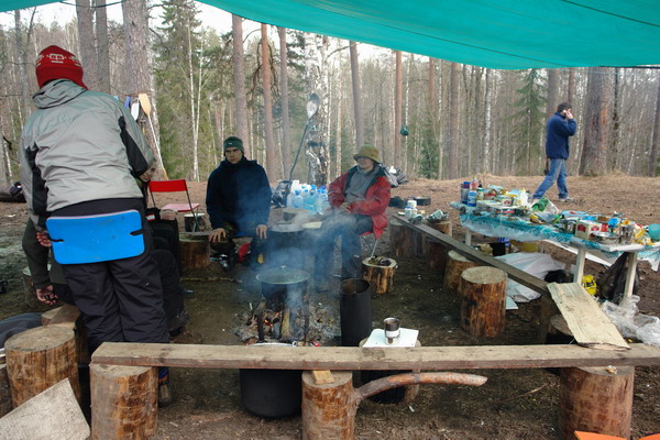 В лагере.